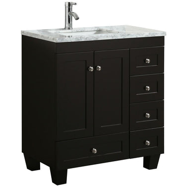 Eviva Happy 30″ x 18″ Transitional Bathroom Vanity w/ White Carrara Top Vanity Eviva